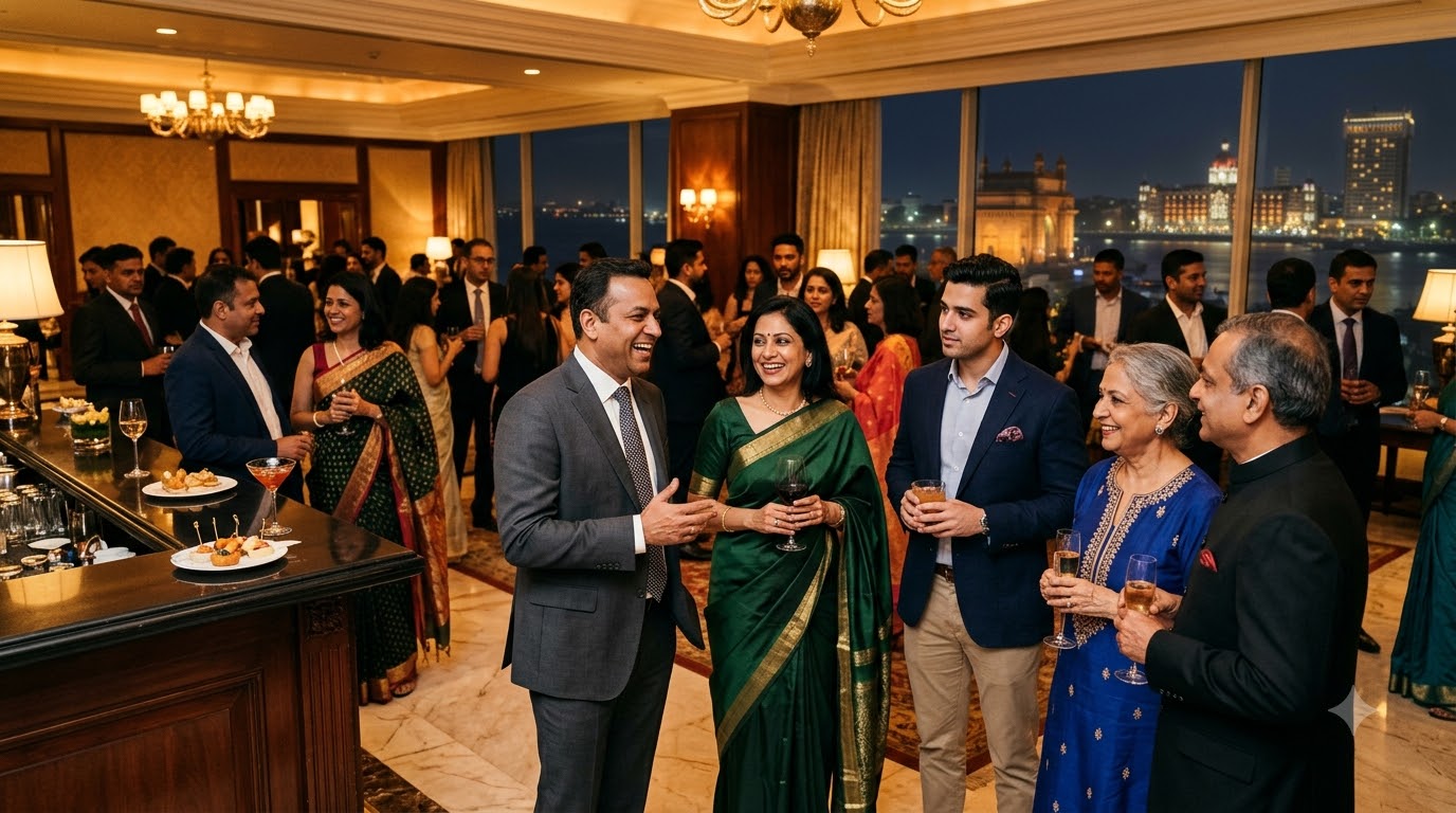 Guests mingling at a networking evening