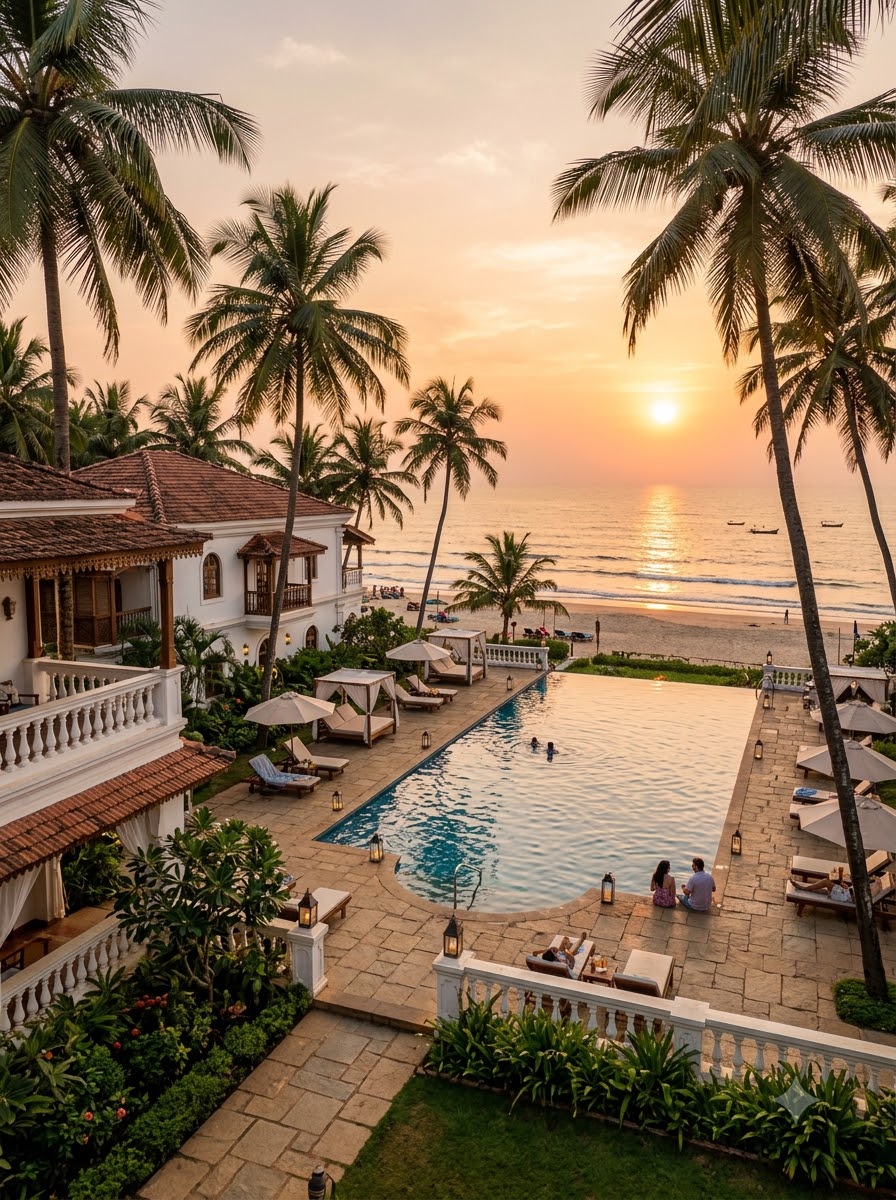 An infinity pool overlooking the sea at a beachfront resort